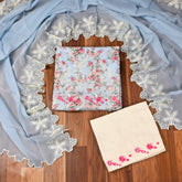 Muslin Sky Blue Unstitched Suit